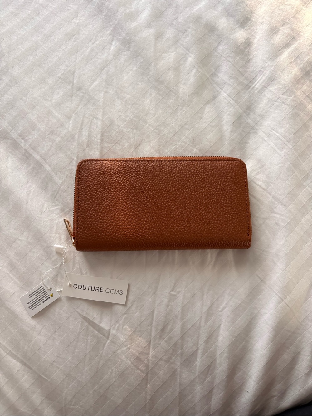 Couture Gems Pebbled Faux Leather Zip-Around Long Wallet